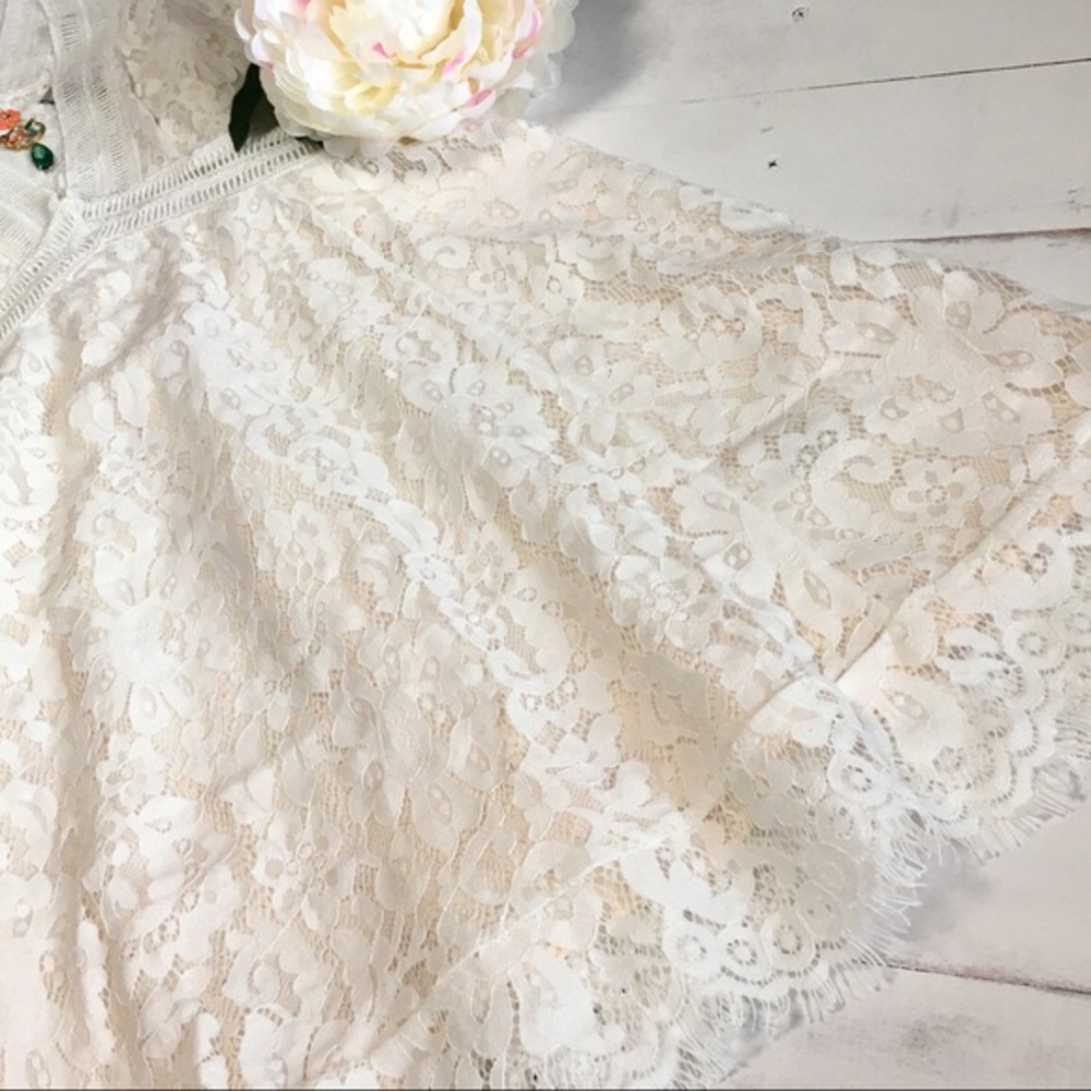 Antique Lace Wedding Mini Dress - Picture 7 of 8